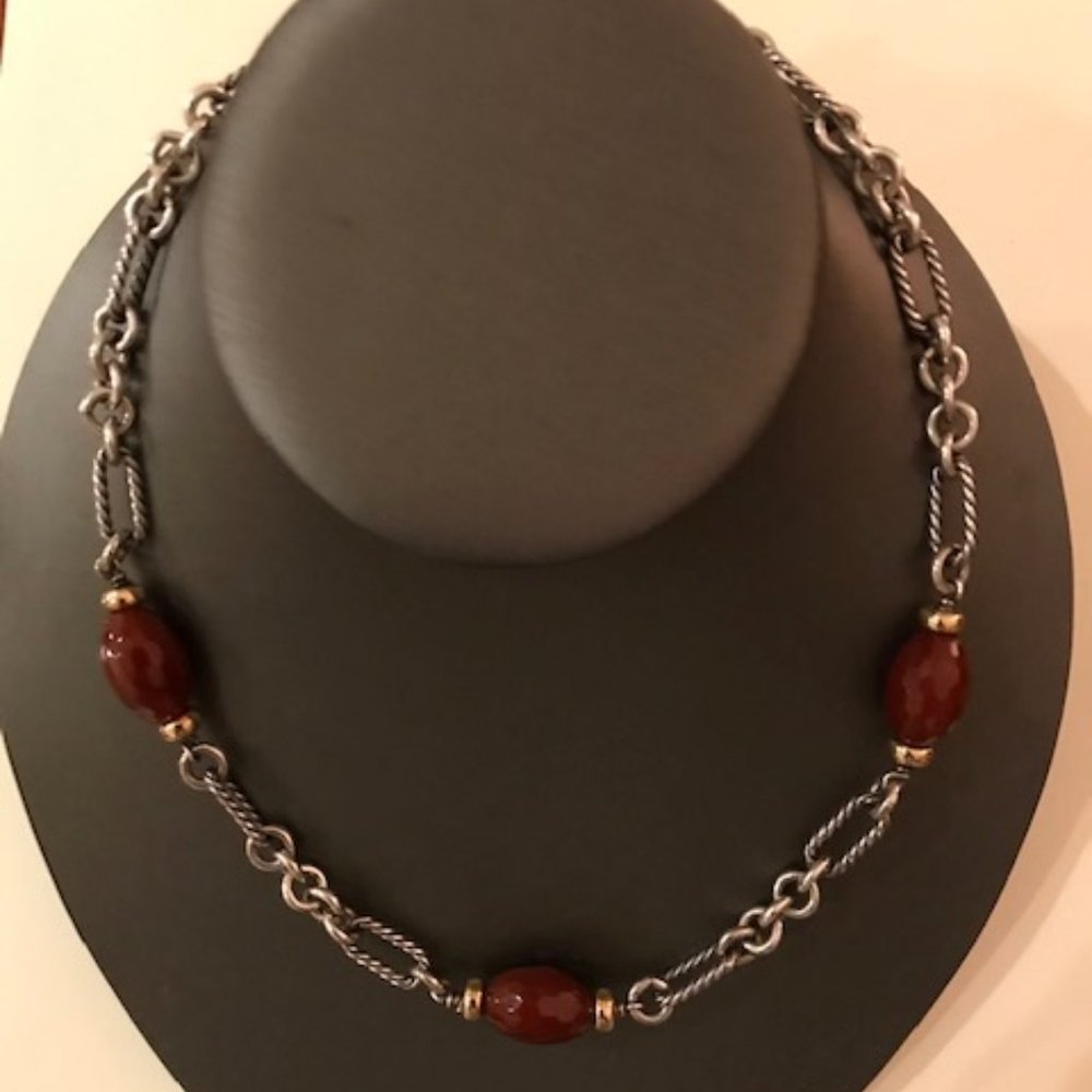 David Yurman Carnelian Bijoux Figaro Necklace